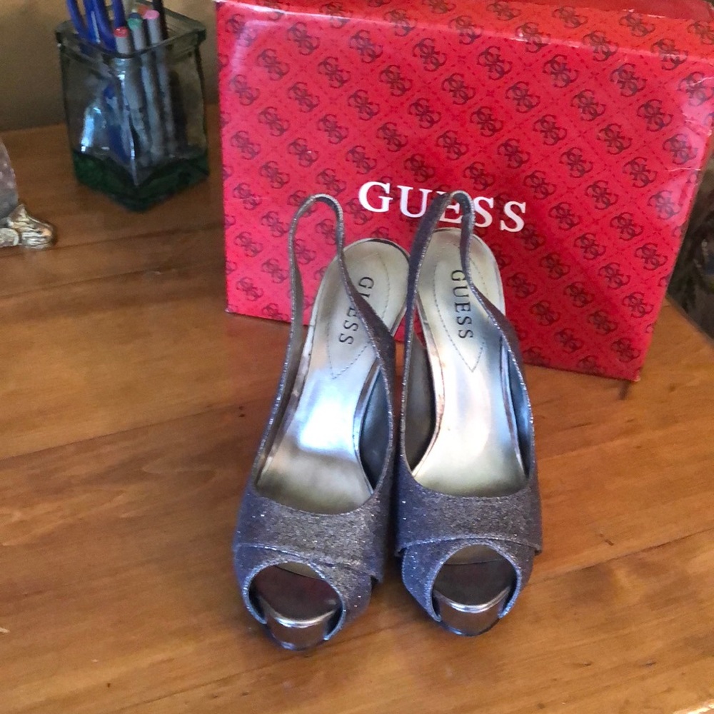 Guess Slingbacks, silver glitter